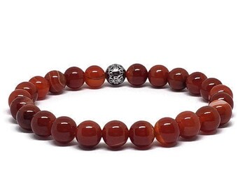 Red Carnelian stretch bead bracelet