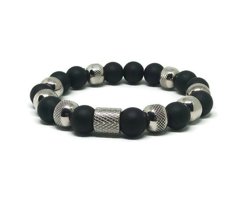Bracelet Man Mens Beaded Bracelet Matte Black Stone Bracelet Black Onyx Bead Bracelet