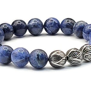 Blue Sodalite Bracelet Round Beads Sodalite