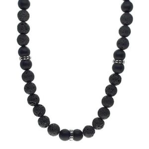 Men&#39;s Necklace, men&#39;s Jewelry, Lava Necklace, Black Necklace