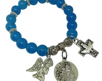 Guardian Angel Charm Bracelet, Cross Bracelet, Catholic Bracelet, Charms Bracelet, Guardian Angel Bracelet, Catholic Jewelry