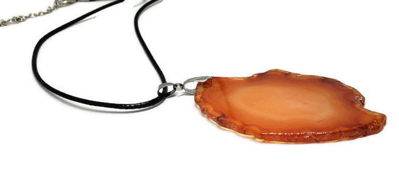 Raw Stone Pendant Boho Long Layer Green Agate Agate Necklace Women Slice Agate Necklace