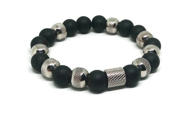Bracelet Man Mens Beaded Bracelet Matte Black Stone Bracelet Black Onyx Bead Bracelet