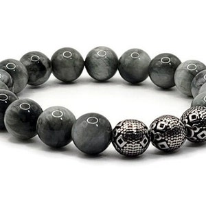 Gray Hawk Eye Bracelet, Men Bracelet