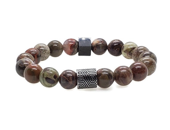 Mens jasper bracelet clearance