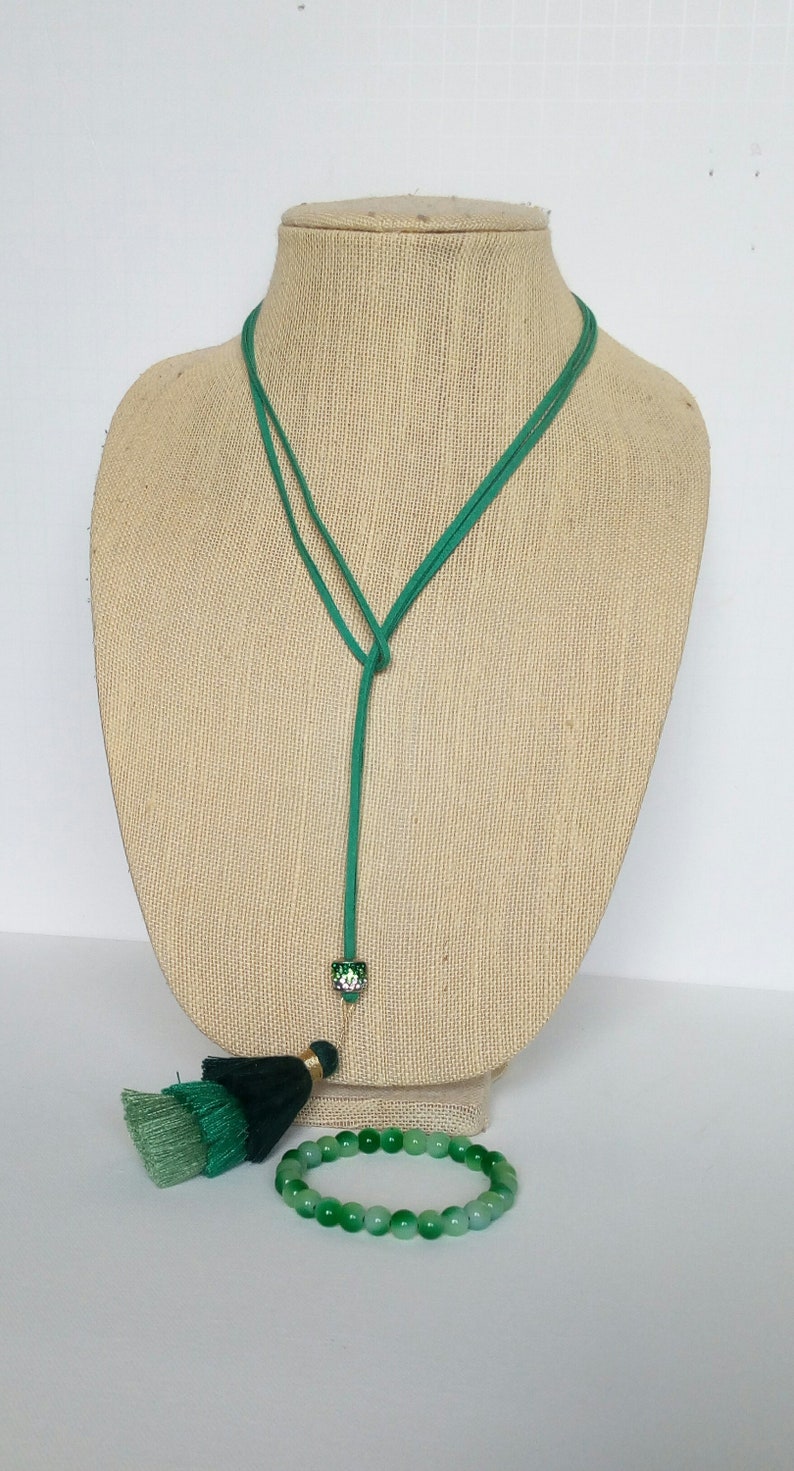 Green Tassel Tiered Tassel Necklace Long Tassel Necklace Ombre Tassel Trendy Teen Gifts