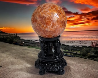 Orange Calcite Sphere - Healing Crystal