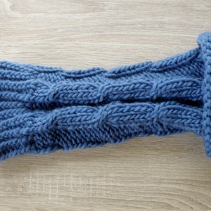 Handgestrickte Bein / Armstulpen / Boot Cuffs /Pulswärmer / Stiefelblitzer / Beinwärmer / Leg warmers / Blau Bild 3