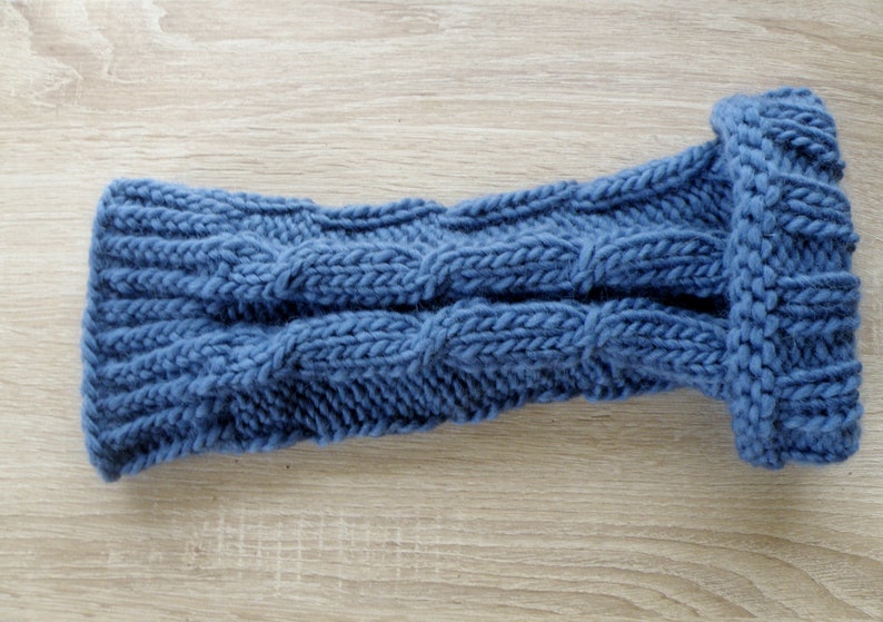 Handgestrickte Bein / Armstulpen / Boot Cuffs /Pulswärmer / Stiefelblitzer / Beinwärmer / Leg warmers / Blau Bild 3