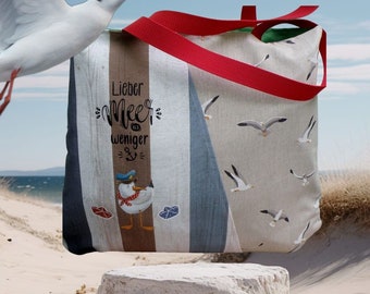 Strandtasche / Shopper Bag /  Bucked Bag  / Canvas / maritim / wasserfest gefüttert /  Badetasche / Tasche / Stofftasche / Weekender