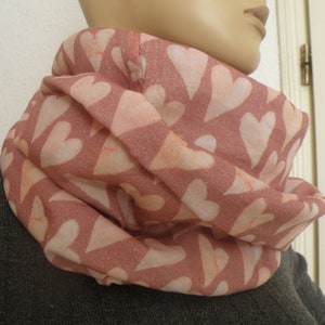 Loop / Loop scarf / Tube scarf / Muslin loop / Muslin scarf / Cotton loop / Rosewood colors / Beige / Hearts