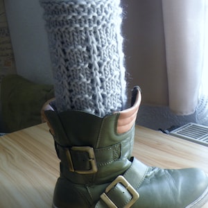 Boot cuffs / boot flashers / hand-knitted leg / arm warmers / wrist warmers - Merino / Grey