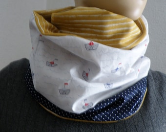 Loop / Loop Scarf / Hose Scarf / Scarf / Scarf / Maritime / Cotton / Jersey / White / Yellow / Blue