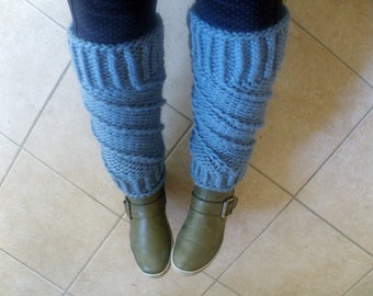 Handgestrickte Bein / Armstulpen / Boot Cuffs /Pulswärmer / Stiefelblitzer / Beinwärmer - Dove Blue