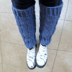 Handgestrickte Bein / Armstulpen / Boot Cuffs /Pulswärmer / Stiefelblitzer / Beinwärmer / Leg warmers / Blau Bild 4