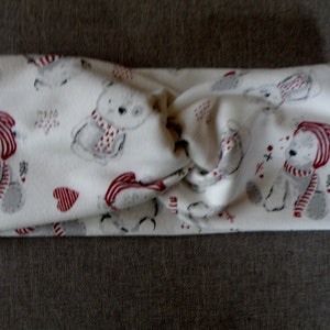 Knotted hairband / headband / turban / hairband / bandeau in winter style / white - red with cute polar bears / - One size