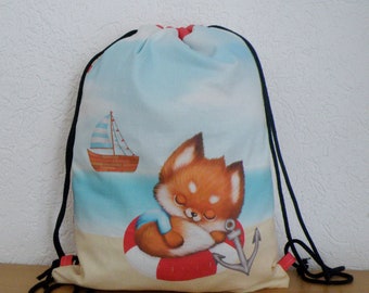 Bolsa de gimnasio, mochila, bolsa de festival, bolsa de deporte, lona y algodón, forrada, estilo marítimo