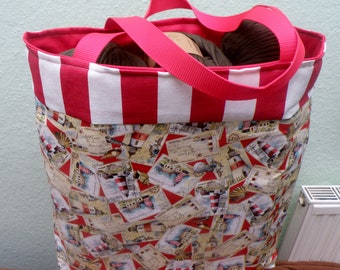 Shopper Bag XXL / beach bag / bathing bag / weekender / sauna bag / maritime / cotton / lined / bag / fabric bag