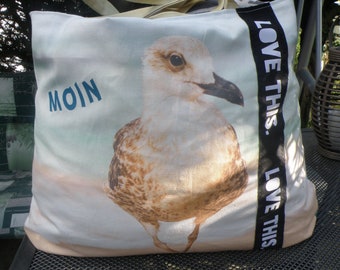 Shopper bag / bucked bag / beach bag / canvas / seagull / beach bag / bag / fabric bag / weekender