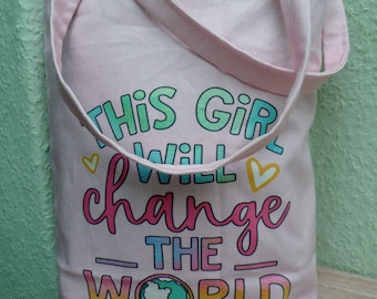 Canvasbeutel/ Mädelstasche / Beutel / Lunchbag / Rosa / Pink / personalisierbar / / Schule / Sport / Treff mit Freundinnen / Shoppingbeutel