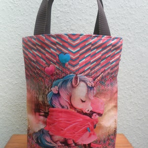 Sac à langer pour enfants / Licorne / Nom souhaité / Jardin d'enfants / École / Garderie / Sac de sport / Toile / Doublé PUL