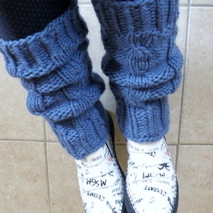 Handgestrickte Bein / Armstulpen / Boot Cuffs /Pulswärmer / Stiefelblitzer / Beinwärmer / Leg warmers / Blau Bild 7