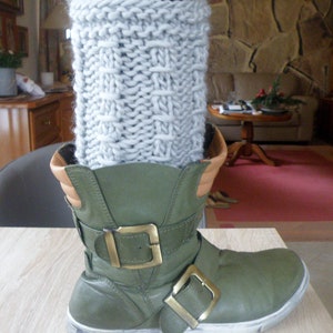 Boot cuffs / boot flashers / hand-knitted leg / arm warmers / wrist warmers - Merino / Grey