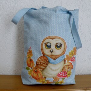 Sac à langer pour enfants / nom souhaité / jardin d'enfants / école / crèche / sac de sport / / bleu / hibou / / coton / toile / doublé