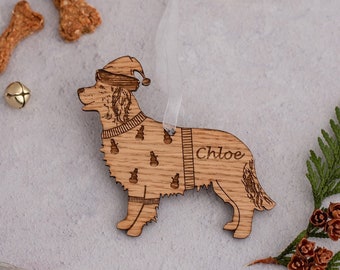 Cocker Spaniel chien décoration Noël chien babiole, chien en bois ornement rustique ornements chien Memorial Cocker Spaniel cadeau