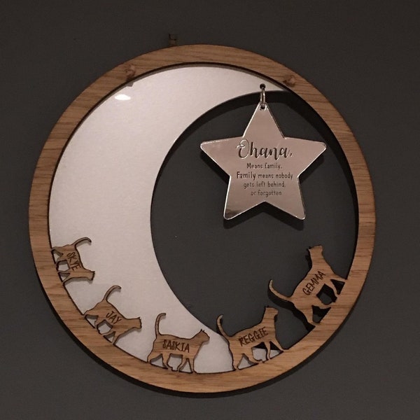 Regalo para amantes de los gatos, placa personalizada de familia de gatos, decoración personalizada para gatos, regalo para el Día de la Madre para amantes de los gatos, letrero colgante de pared de familia de gatos.