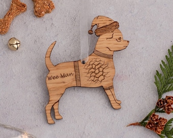 Chihuahua Ornament Engraved Wooden Dog Ornament Rustic Christmas Decoration Personalised Dog Memorial Gift Chihuahua Gift