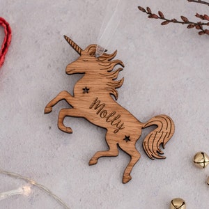 Personalised magical unicorn decor Unicorn party decorations Christmas ornaments Wooden Christmas decorations Nursery decor Unicorn gift image 1