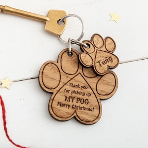 Christmas Gift from the Dog, Gift to human from your dog, Personalised dog keyring, Paw print keyring, Funny gift from the dog