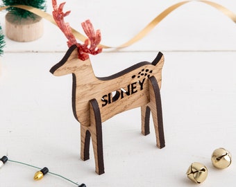 Christmas Reindeer Place Settings, Xmas Table Decorations, Personalised Christmas Decor, Christmas 2023 Wooden Place Names