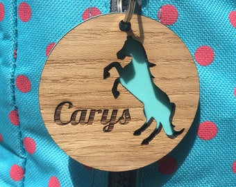 Personalised Horse Bag Tag Kids Name Tag Kids Backpack Tag Kids Luggage Tag Book Bag Tag School Bag ID Tag Horse Bag Charm