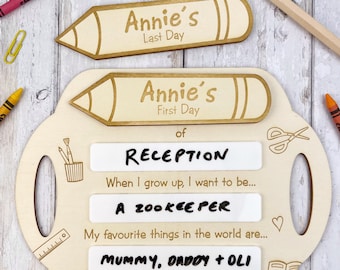 Personalised First Day & Last Day of School Sign, Reusable interchangeable Board, Back to school Photo Prop, School Nursery Reception