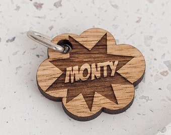 Custom name charm Add on charm for superhero keyring Custom charm Date charm Initial charm Personalised charm Wooden charm Engraved charm