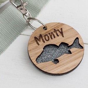 Fish Book Bag Tag Bookbag Keyring Fish Keyring Personalised Bag Tag Name Keyring Kids Luggage Tag School Bag Tag Fish Bag Charm image 1