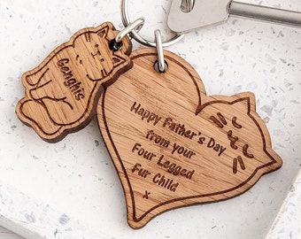 Cat lover Custom keyrings, Birthday gift from cat, Personalised wood keychain for pet parents, pet cat, Father's Day gift pet owner