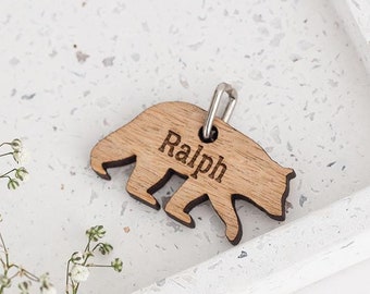 Personalised bear charm Add on charm for bear keyring Custom charm Baby bear name charm Personalized charm Wooden charm Engraved charm