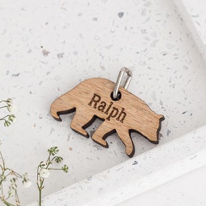 Personalised bear charm Add on charm for bear keyring Custom charm Baby bear name charm Personalized charm Wooden charm Engraved charm