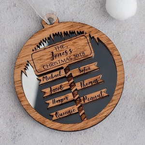 Wooden North pole sign Christmas Tree Decoration - Personalised Family Christmas Decoration, Unique Christmas ornaments