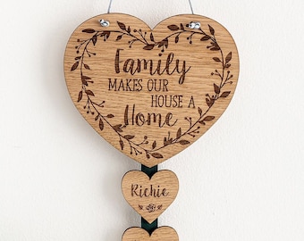Family home sign Gift for Mum, Rustic name signs Family tree plaque, Wooden name signs 5th Anniversary, Personalised Family Wall Hanging