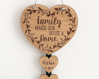 Family home sign Mothers Day Gift Rustic name signs Family tree plaque Wooden name signs 5th Anniversary Personalised family wall hanging