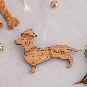 Dachshund Ornament Christmas Dog Decoration Xmas Dog Bauble Engraved Dog Gift Wooden Dog Personalised Sausage Dog Ornament Dog Memorial Gift