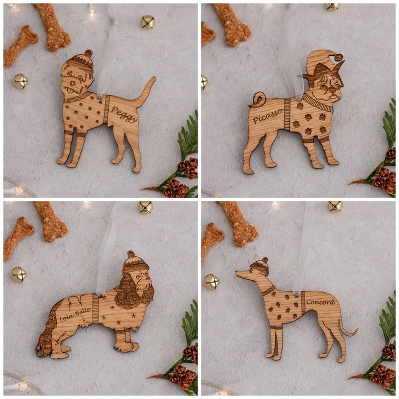 Golden Retriever Christmas Bauble Wooden Dog Ornament Engraved Dog Bauble Dog Memorial Gift Xmas Dog Decoration Personalised Pet Decoration image 2