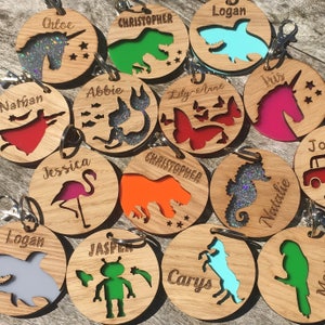 Fish Book Bag Tag Bookbag Keyring Fish Keyring Personalised Bag Tag Name Keyring Kids Luggage Tag School Bag Tag Fish Bag Charm image 2