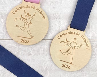 Eco-Friendly Personalised Running Medal, Sustainable Custom Award for Races, Birthday Run, Keepsake, Prize for 10K 5K Marathon Runners