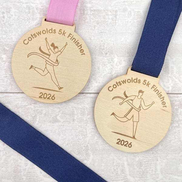 Medalla de carrera personalizada y ecológica, premio sostenible para carreras, cumpleaños, recuerdo, premio para corredores de maratón de 10 km y 5 km.