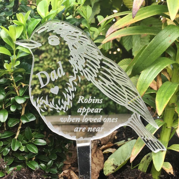 Personalised memorial gift robin ornament, Mothers Day grave marker, Robin garden ornament, Remembering Mum Nana, Remembrance robin